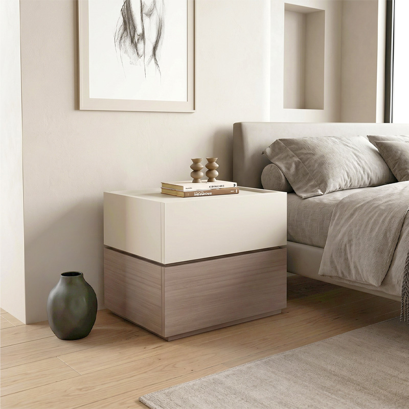 VANITY Κομοδίνο 2 Συρτάρια Αποχρώσεων Sonoma Oak & Cream, με Αποσπώμενα χρωματικά Μέρη 60x40x45cm