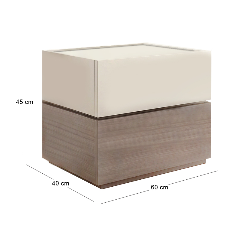 VANITY Κομοδίνο 2 Συρτάρια Αποχρώσεων Sonoma Oak & Cream, με Αποσπώμενα χρωματικά Μέρη 60x40x45cm