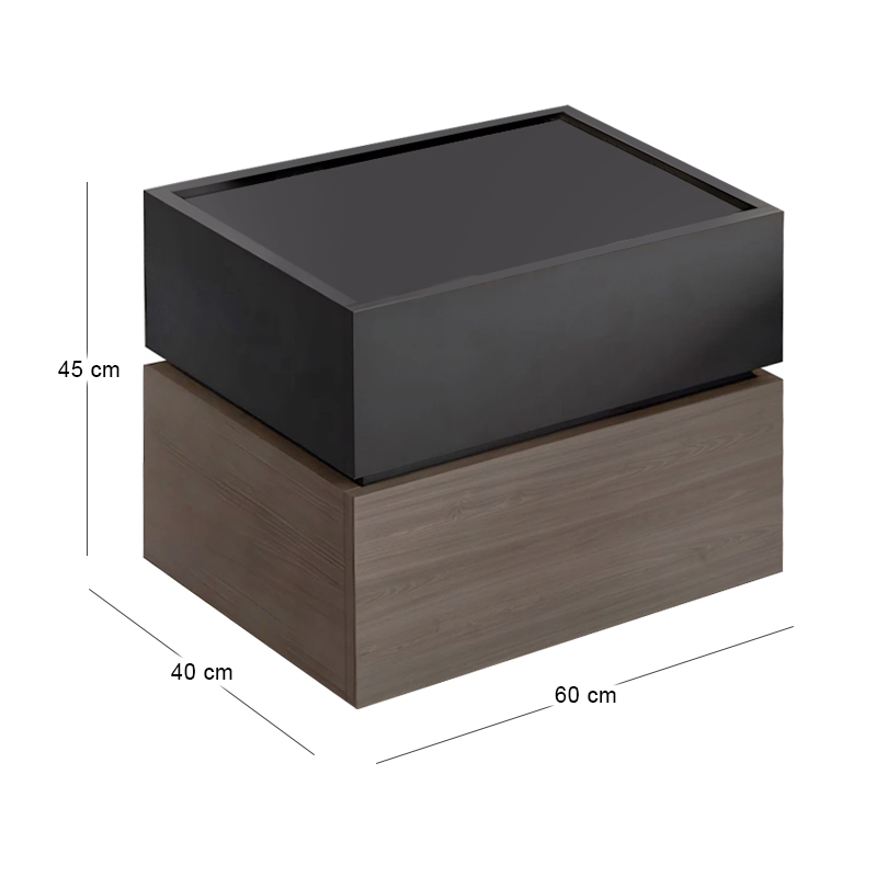 VANITY Κομοδίνο 2 Συρτάρια Αποχρώσεων Sonoma Oak & Grey, με Αποσπώμενα χρωματικά Μέρη 60x40x45cm