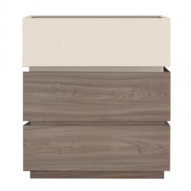 VANITY Κομοδίνο 3 Συρτάρια Αποχρώσεων Sonoma Oak & Cream, με Αποσπώμενα χρωματικά Μέρη 60x40x66cm