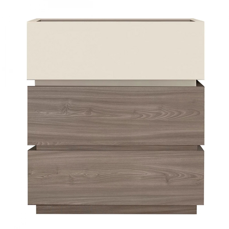 VANITY Κομοδίνο 3 Συρτάρια Αποχρώσεων Sonoma Oak & Cream, με Αποσπώμενα χρωματικά Μέρη 60x40x66cm