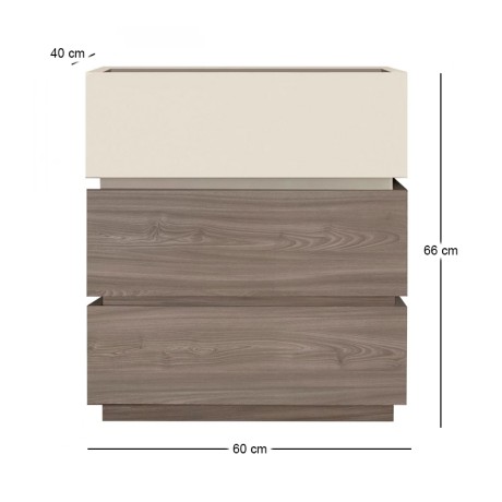 Κομοδίνο Vanity χρώμα sonoma oak - κρεμ 60x40x66εκ.