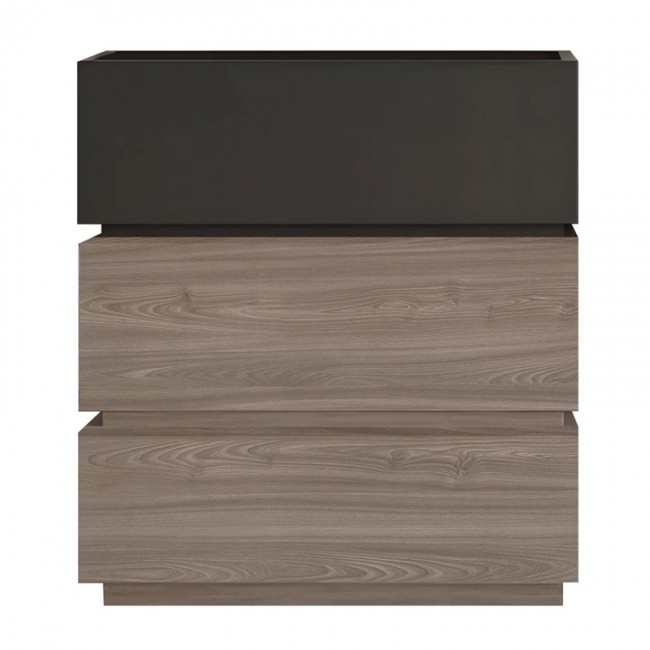 VANITY Κομοδίνο 3 Συρτάρια Αποχρώσεων Sonoma Oak & Grey, με Αποσπώμενα χρωματικά Μέρη 60x40x66cm