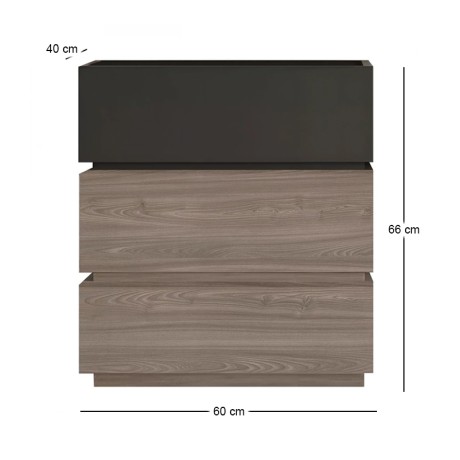 Κομοδίνο Vanity χρώμα sonoma oak - ανθρακί 60x40x66εκ.