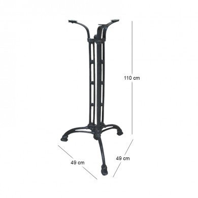 Table base with three beams by cast iron in black color 49x49x110cm.