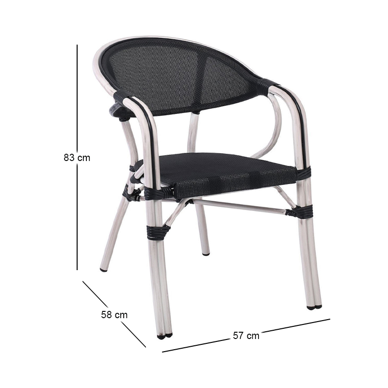 VEGERA Armchair Alu Antique White/Textilene Black