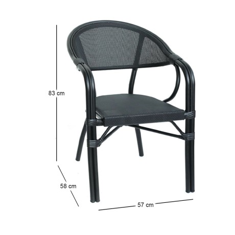 VEGERA Armchair Alu Black/Textilene Black