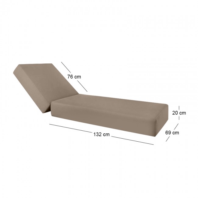 VERANO Cushion (B) Cappuccino Fabric Water Repellent 208x69x20cm/Velcro