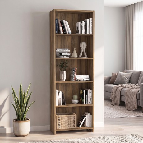 Βιβλιοθήκη Alantos Megapap χρώμα καρυδί 60x29,6x180εκ.