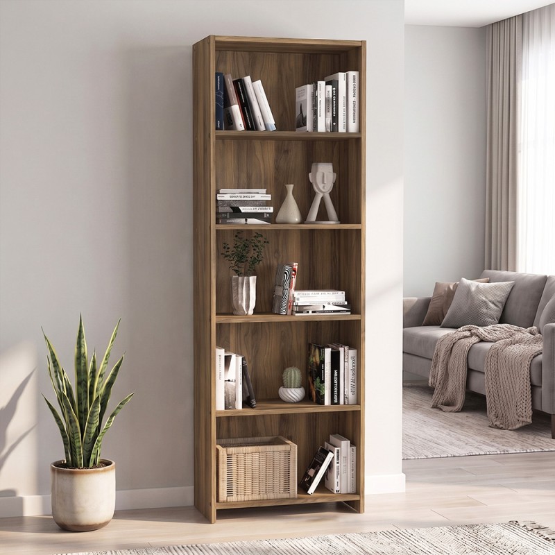 Βιβλιοθήκη Alantos Megapap χρώμα καρυδί 60x29,6x180εκ.