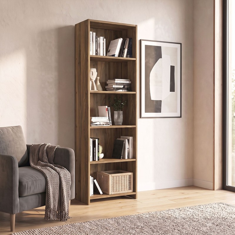 Βιβλιοθήκη Alantos Megapap χρώμα καρυδί 60x29,6x180εκ.