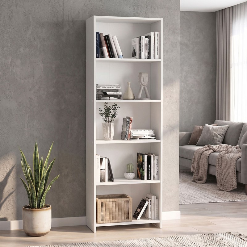 Βιβλιοθήκη Alantos Megapap χρώμα λευκό 60x29,6x180εκ.