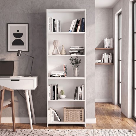 Βιβλιοθήκη Alantos Megapap χρώμα λευκό 60x29,6x180εκ.