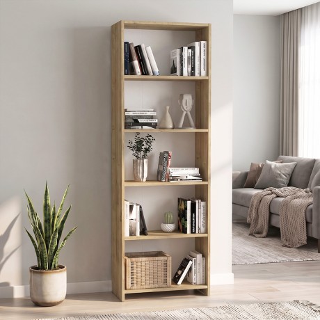 Βιβλιοθήκη Alantos Megapap χρώμα sapphire oak 60x29,6x180εκ.
