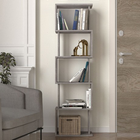 Βιβλιοθήκη Alvina Megapap χρώμα γκρι σκυροδέματος 45x19,6x158,8εκ.