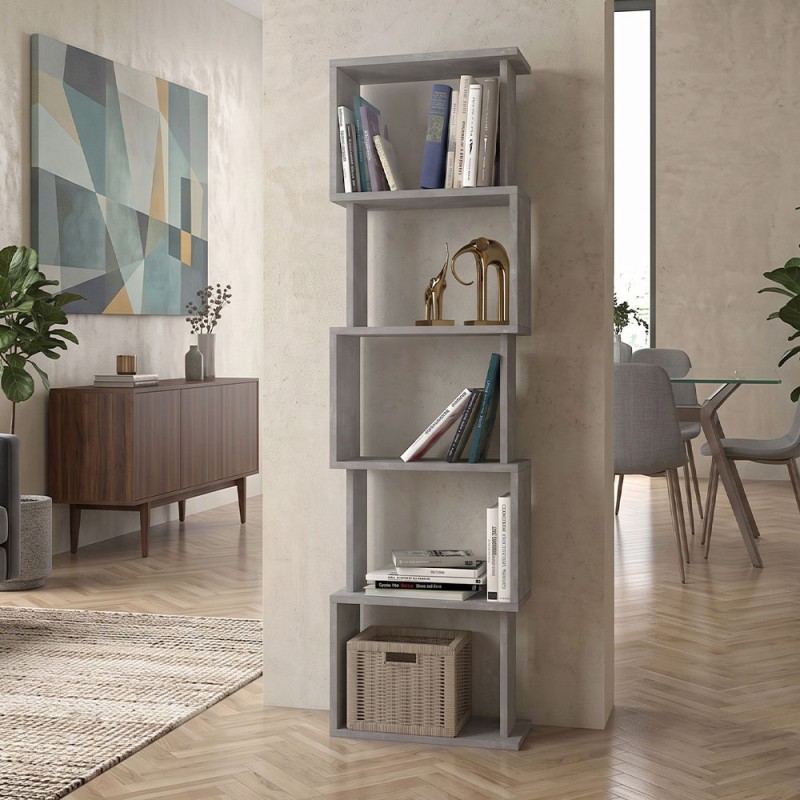 Βιβλιοθήκη Alvina Megapap χρώμα γκρι σκυροδέματος 45x19,6x158,8εκ.
