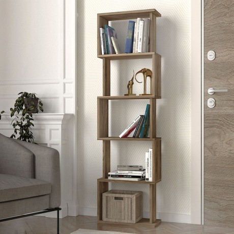 Βιβλιοθήκη Alvina Megapap χρώμα καρυδί 45x19,6x158,8εκ.