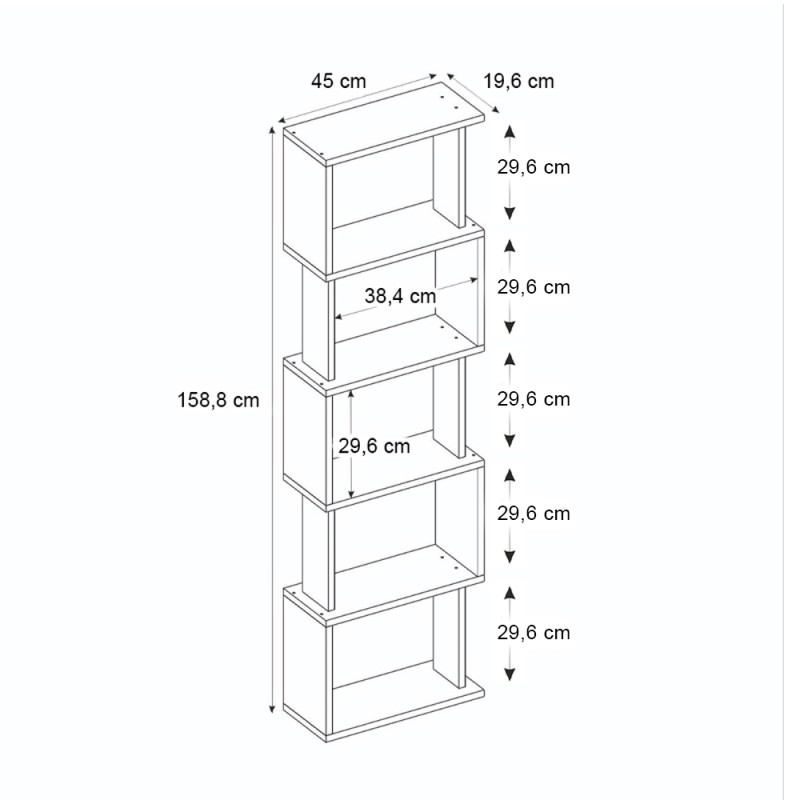 Βιβλιοθήκη Alvina Megapap χρώμα καρυδί 45x19,6x158,8εκ.