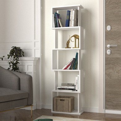 Alvina Megapap melamine bookcase in white color 45x19.6x158.8cm.