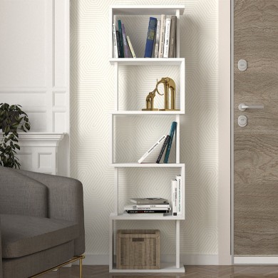 Alvina Megapap melamine bookcase in white color 45x19.6x158.8cm.