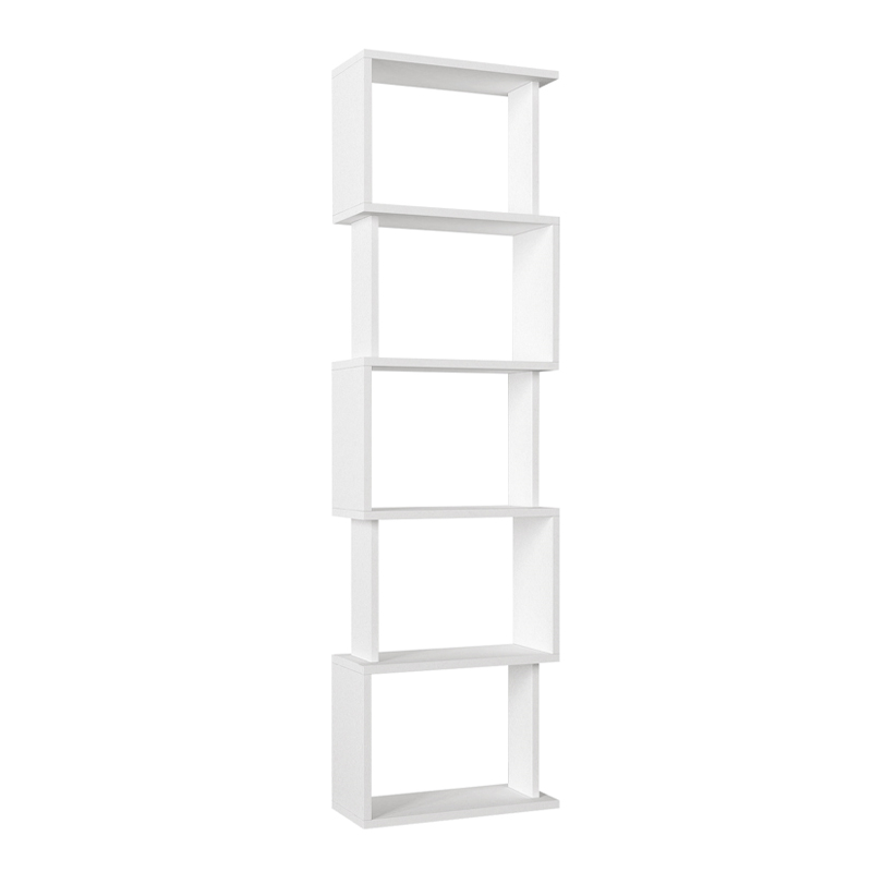 Alvina Megapap melamine bookcase in white color 45x19.6x158.8cm.