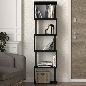 Βιβλιοθήκη Alvina Megapap χρώμα μαύρο 45x19,6x158,8εκ.