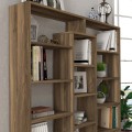 Ample Megapap melamine bookcase in walnut color 125x22x135,7cm.