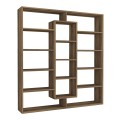 Ample Megapap melamine bookcase in walnut color 125x22x135,7cm.
