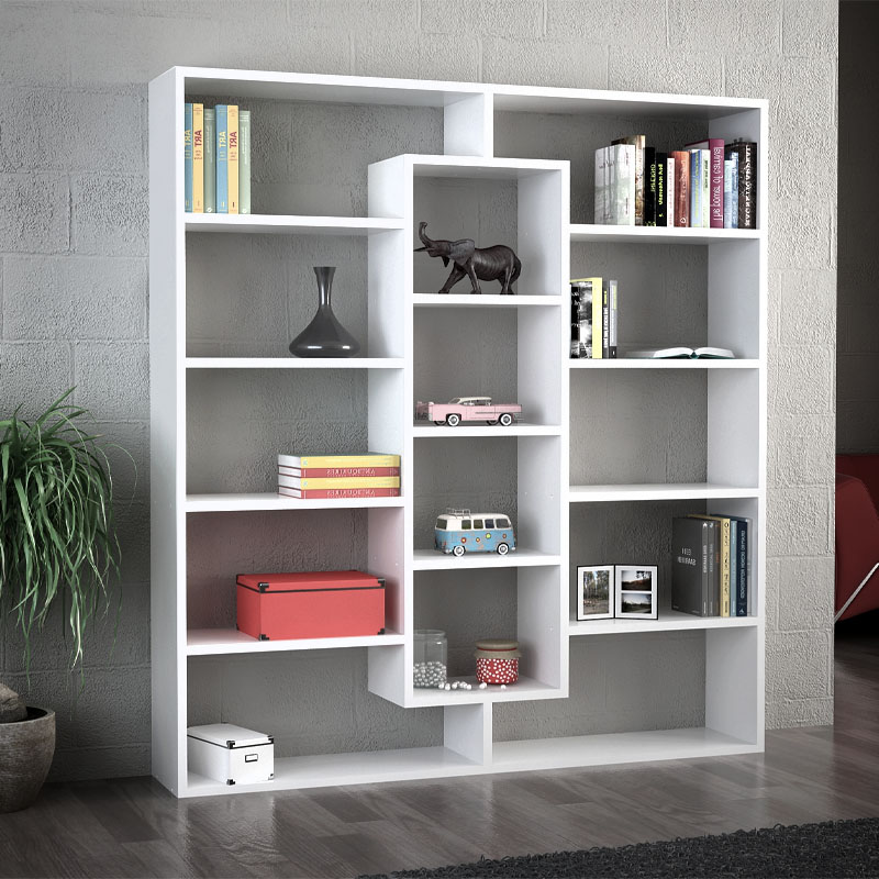 Βιβλιοθήκη Ample Megapap χρώμα λευκό 125x22x135,7εκ.