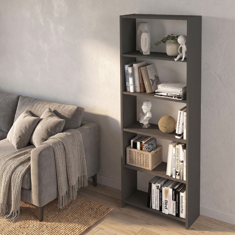 Βιβλιοθήκη Anfisa Megapap χρώμα ανθρακί 58x22x170εκ.