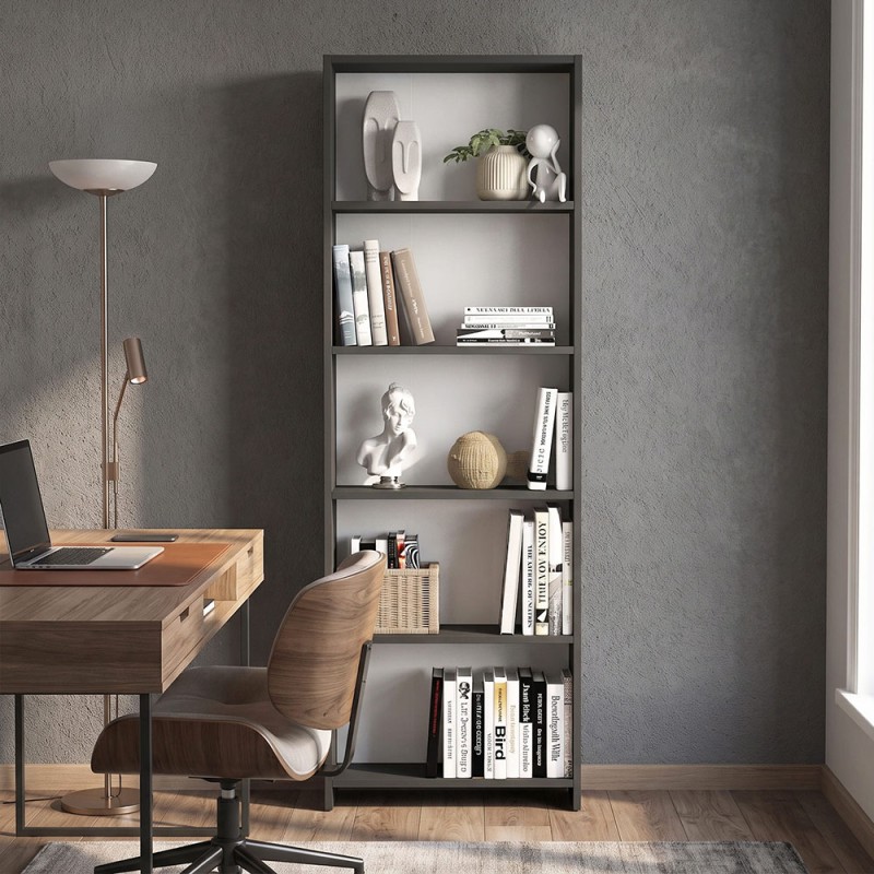 Βιβλιοθήκη Anfisa Megapap χρώμα ανθρακί 58x22x170εκ.