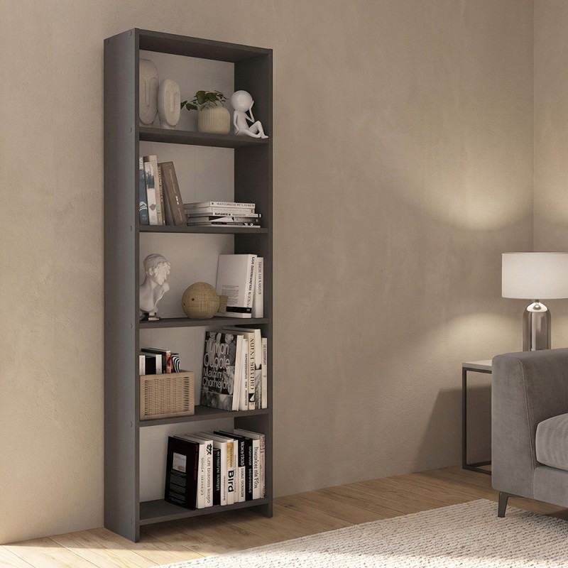 Βιβλιοθήκη Anfisa Megapap χρώμα ανθρακί 58x22x170εκ.