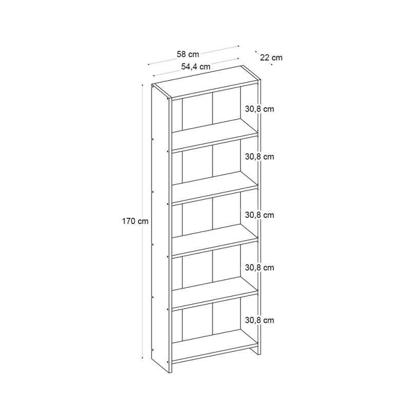 Βιβλιοθήκη Anfisa Megapap χρώμα λευκό 58x22x170εκ.