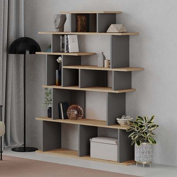 Βιβλιοθήκη Apollon Megapap χρώμα φυσικό οξιάς - ανθρακί 120x29,2x149εκ. Βιβλιοθήκη Apollon Megapap χρώμα φυσικό οξιάς - ανθρακί 120x29,2x149εκ.