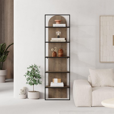 Βιβλιοθήκη Archy Megapap χρώμα ανοιχτό καρυδί 53x31,7x180εκ.