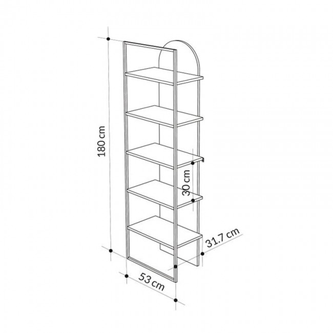 Βιβλιοθήκη Archy Megapap χρώμα ανοιχτό καρυδί 53x31,7x180εκ.