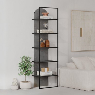 Archy Megapap melamine - metal bookcase in retro grey color 53x31.7x180cm.