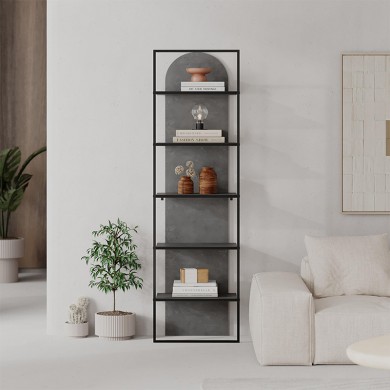 Archy Megapap melamine - metal bookcase in retro grey color 53x31.7x180cm.
