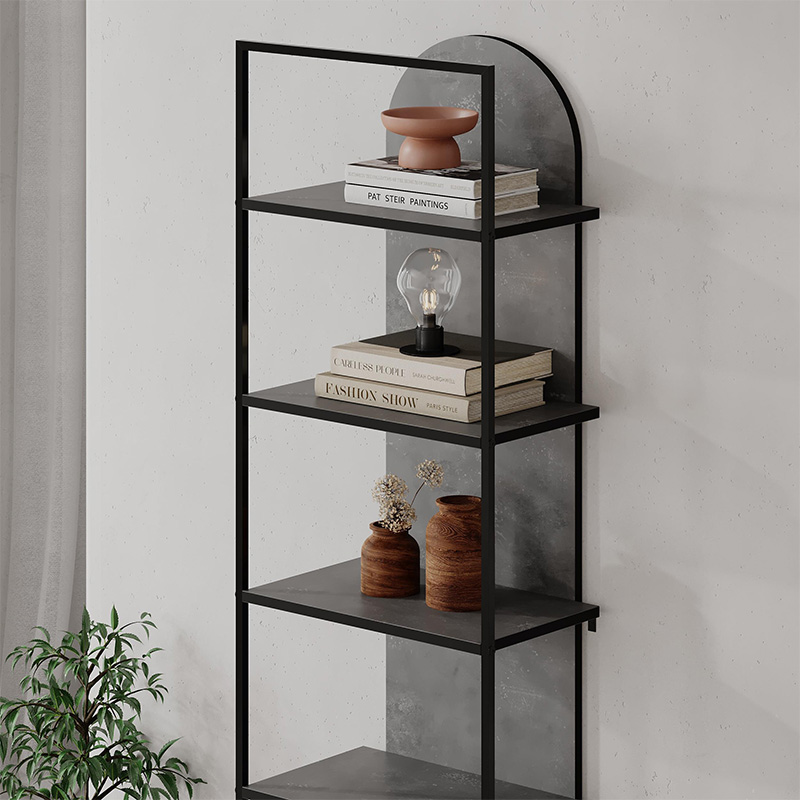 Archy Megapap melamine - metal bookcase in retro grey color 53x31.7x180cm.