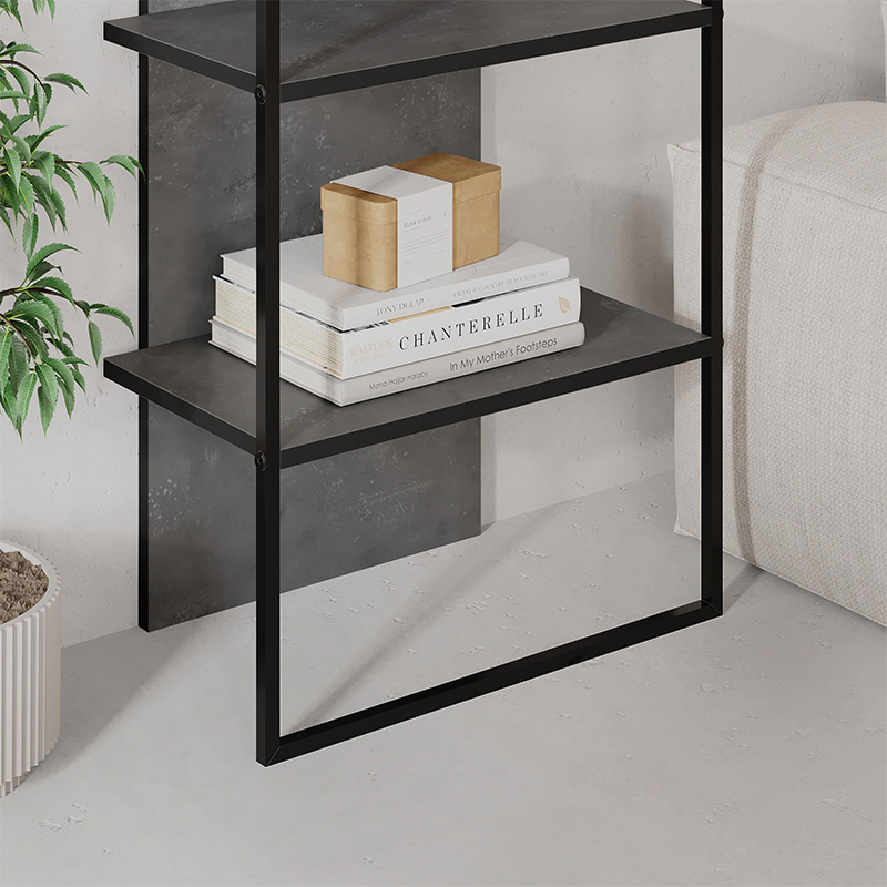 Archy Megapap melamine - metal bookcase in retro grey color 53x31.7x180cm.
