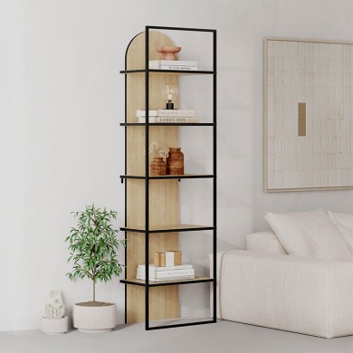Archy Megapap melamine - metal bookcase in sapphire oak color 53x31.7x180cm.