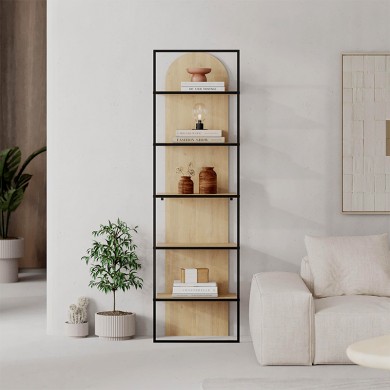 Archy Megapap melamine - metal bookcase in sapphire oak color 53x31.7x180cm.