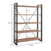 Atlas Megapap metal - melamine bookcase color atlantic pine - black 130x35x180cm.
