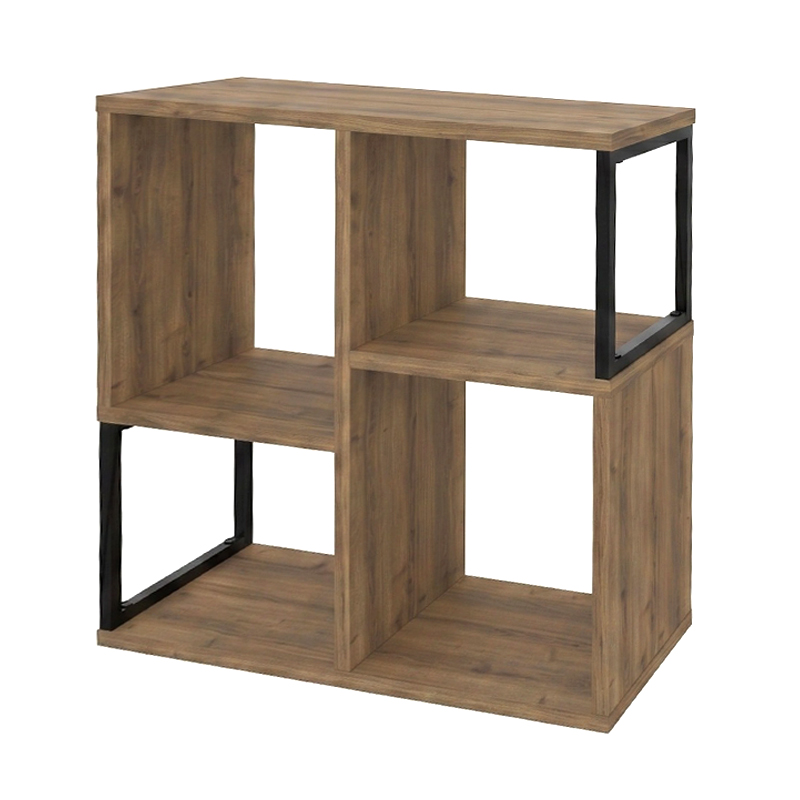 Bolton Megapap melamine - metal bookcase in light walnut color 62x22x62cm.