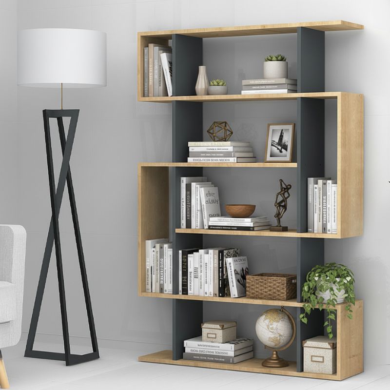 Clint Megapap melamine bookcase in sonoma - anthracite color 108x25x161cm.