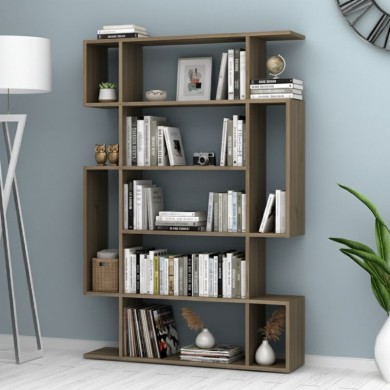 Clint Megapap melamine bookcase in walnut color 108,5x25,5x161cm.