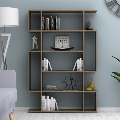 Clint Megapap melamine bookcase in walnut color 108,5x25,5x161cm.