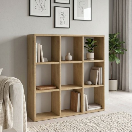 Cube Megapap melamine bookcase in sapphire oak color 90x30x90cm.