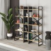 Detroit Megapap melamine bookcase in silky black - sapphire oak color 143,5x35.2x175cm.
