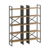 Detroit Megapap melamine bookcase in silky black - sapphire oak color 143,5x35.2x175cm.